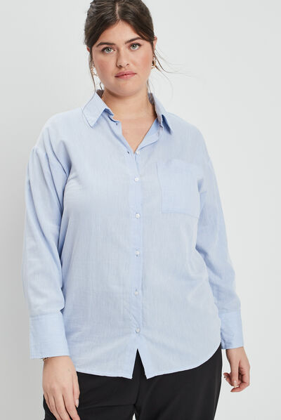 Chemise manches longues bleu clair femme grande taille
