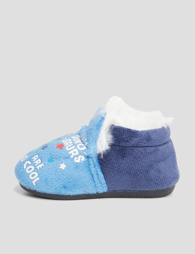 Chaussons fourrés avec motifs bleu bébé garçon