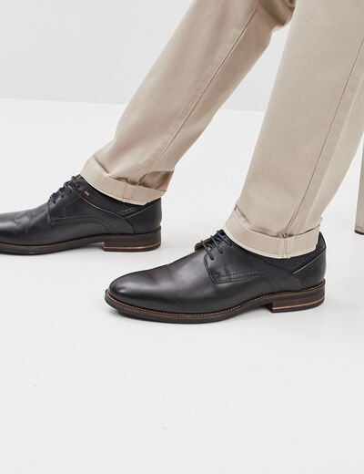 Derbies à lacets en cuir noir homme