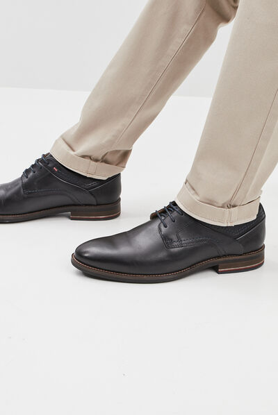 Derbies à lacets en cuir noir homme