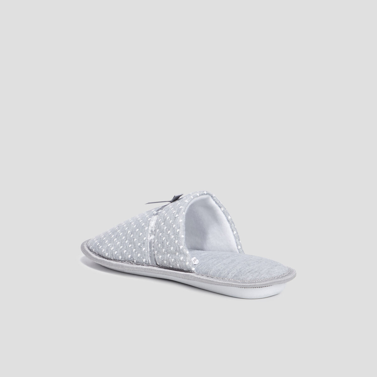 Chaussons mules petits coeurs gris femme