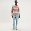 Pull droit col rond manches longues multicolore femme