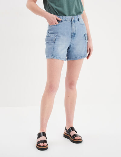 Short en jean cargo denim double stone femme
