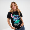 T-shirt manches courtes coton Stitch noir femme