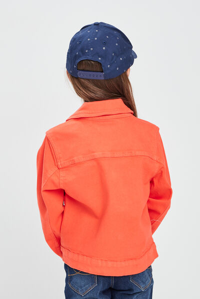 Veste droite boutonnée rouge corail fille