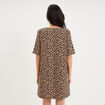 Robe courte col en V manches courtes beige clair femme