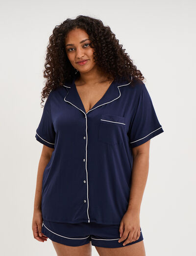 Ensemble pyjama short et chemise bleu marine femme grande taille