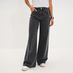 Jeans extra wide leg taille haute denim noir femme