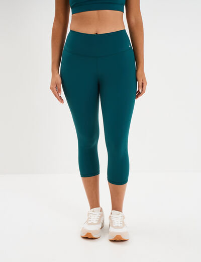 Legging corsaire de sport stretch vert canard femme