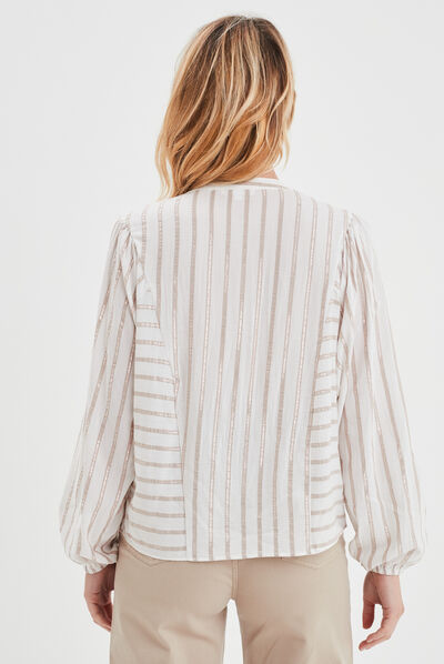 Chemise fils métallisés Creeks ecru femme
