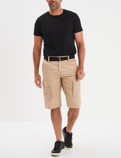 Bermuda cargo côtelé ceinturé Trappeur beige homme