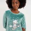 Ensemble pyjama pantalon effet velours bleu gris femme