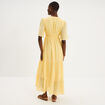 Robe longue fluide &agrave; volants jaune clair femme