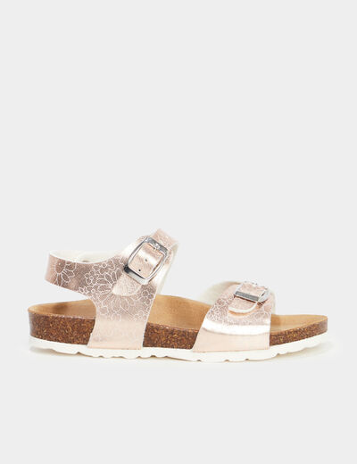 Sandales métallisées avec boucles couleur argent fille