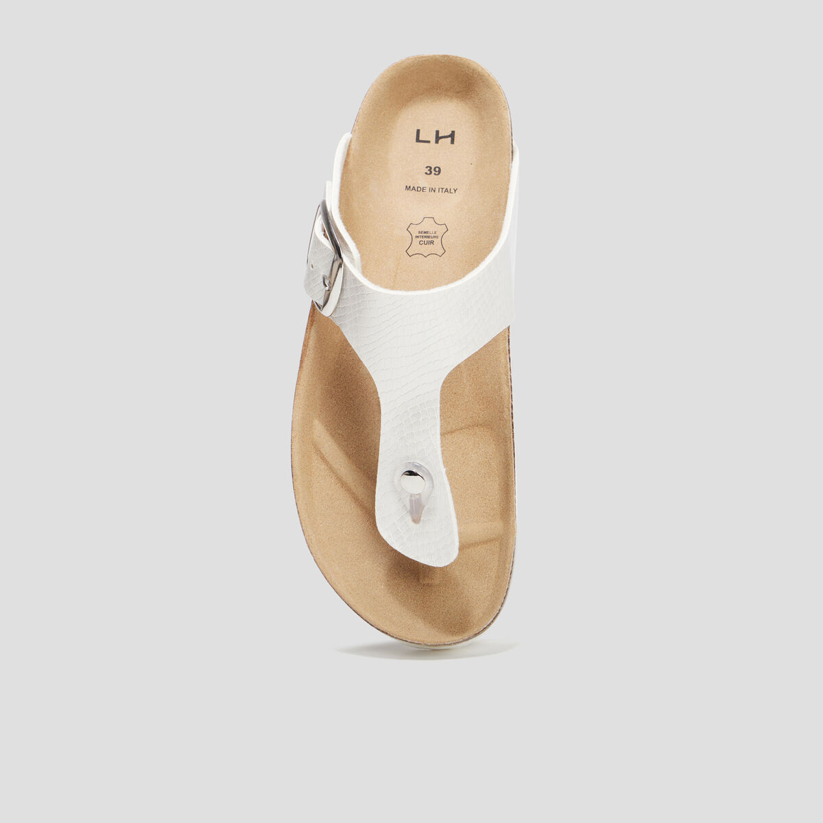 Mules plates entredoigts blanc femme