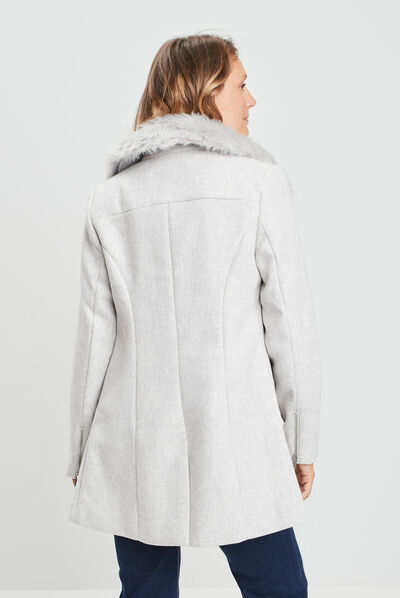 Manteau droit zippé gris femme