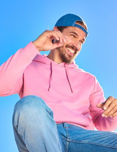 Sweat molleton &agrave; capuche hoodie rose homme
