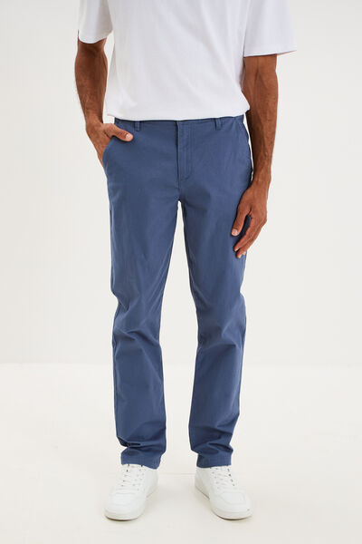 Pantalon chino droit stretch bleu gris homme