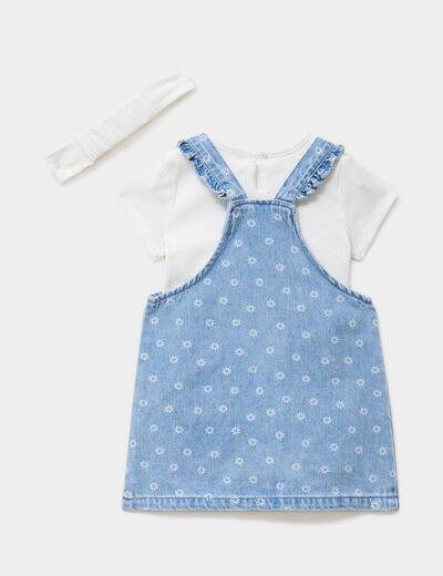 Ensemble robe t-shirt bandeau coton denim triple stone b&eacute;b&eacute; fille