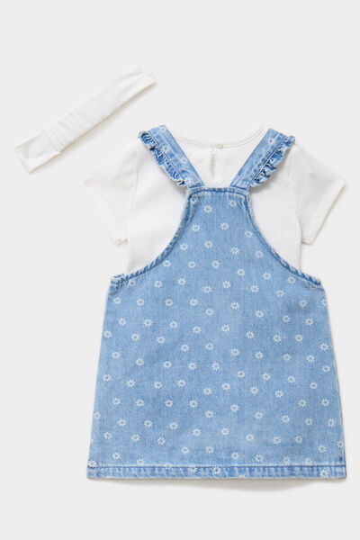 Ensemble robe t-shirt bandeau coton denim triple stone b&eacute;b&eacute; fille