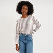 T-shirt marini&egrave;re col rond avec boutons ecru femme