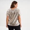 T-shirt &agrave; sequins manches courtes jaune or femme grande taille
