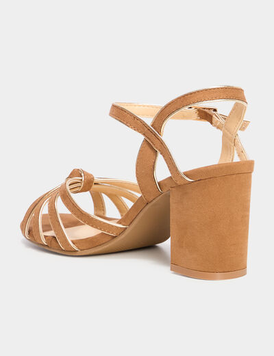 Sandales à talons effet suédine camel femme