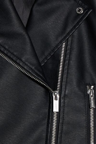 Veste biker simili cuir noir fille