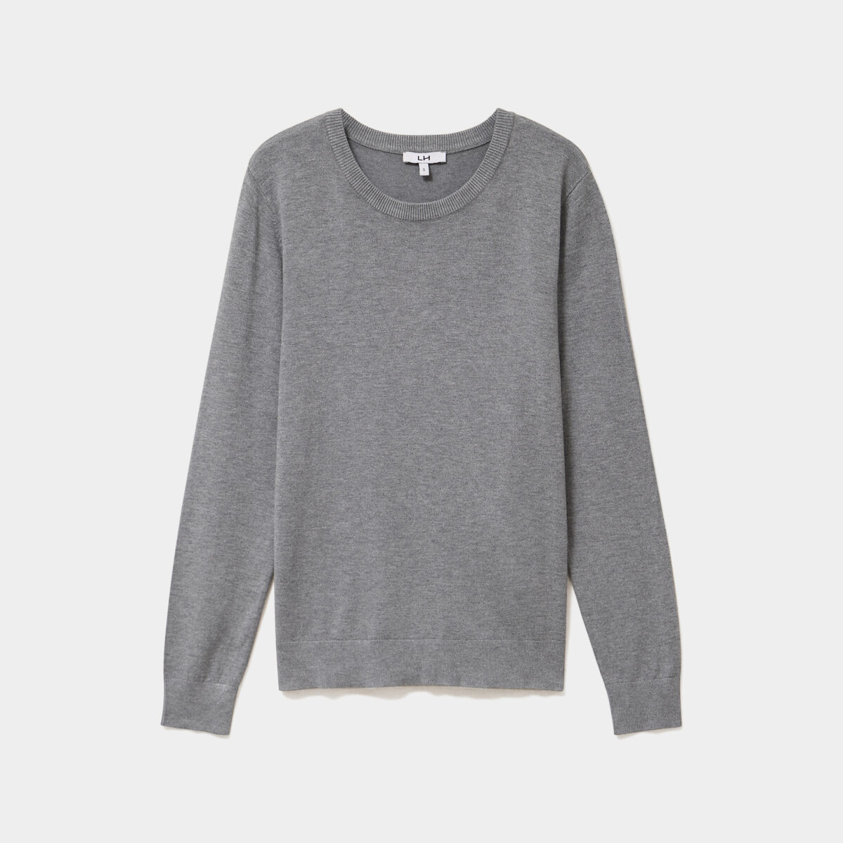 Pull col rond manches longues gris femme
