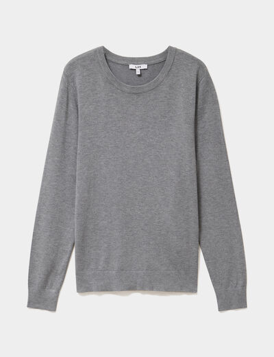 Pull col rond manches longues gris femme