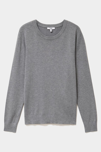 Pull col rond manches longues gris femme