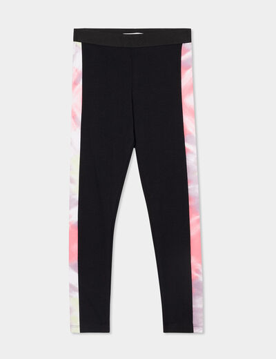 Legging bandes côtés coton noir fille