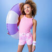 Débardeur côtelé col rond coton rose fluo fille