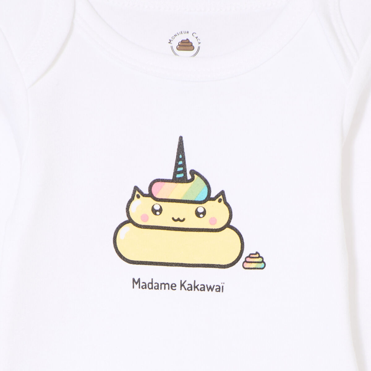 Body US coton Monsieur Caca x La Halle blanc b&eacute;b&eacute; fille