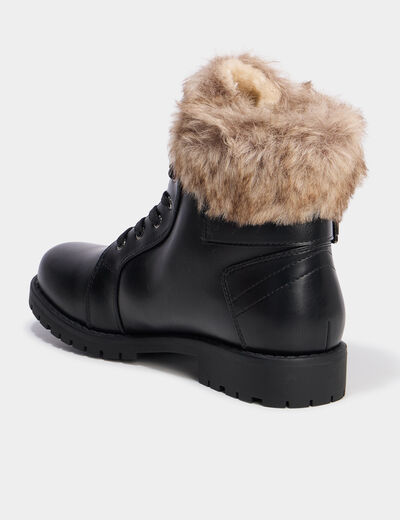 Boots col fausse fourrure noir femme