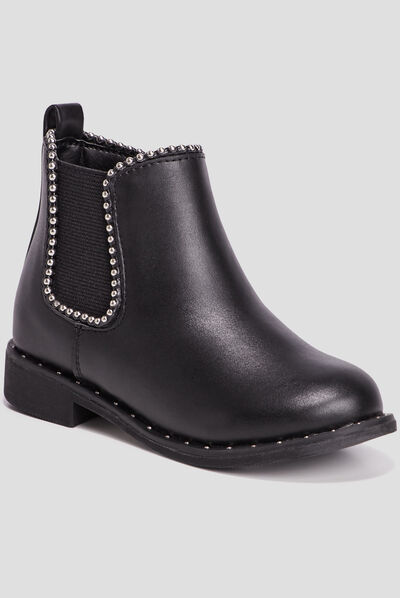 Bottines chelsea zippées à clous noir fille