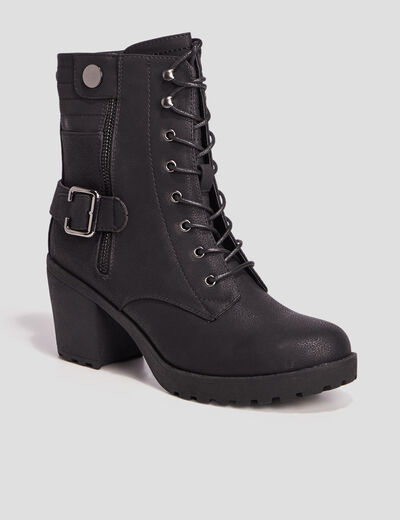 Bottines à talons et boucles noir femme