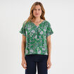 Blouse col en V manches courtes vert menthe femme