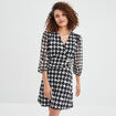 Robe cache-coeur manches 3/4 bouffantes ecru femme