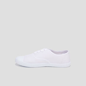 Tennis en toile à lacets blanc femme
