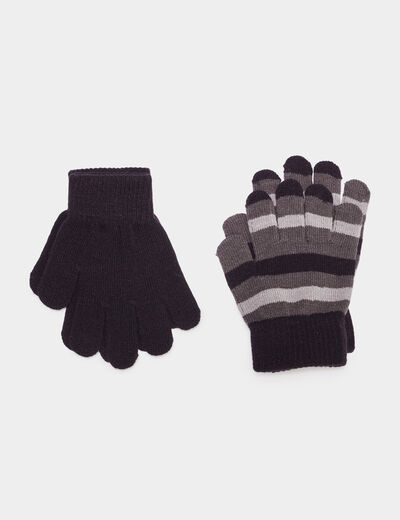 Lot 2 paires gants noir garçon