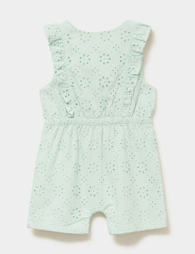 Combishort broderie anglaise coton vert pastel b&eacute;b&eacute; fille