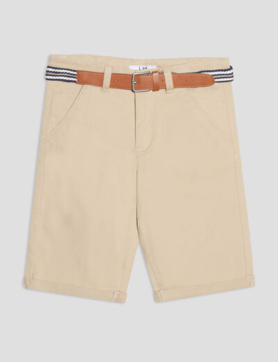 Short droit ceinturé marron clair garçon