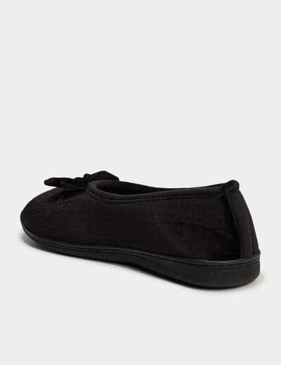 Chaussons ballerines avec noeuds noir femme