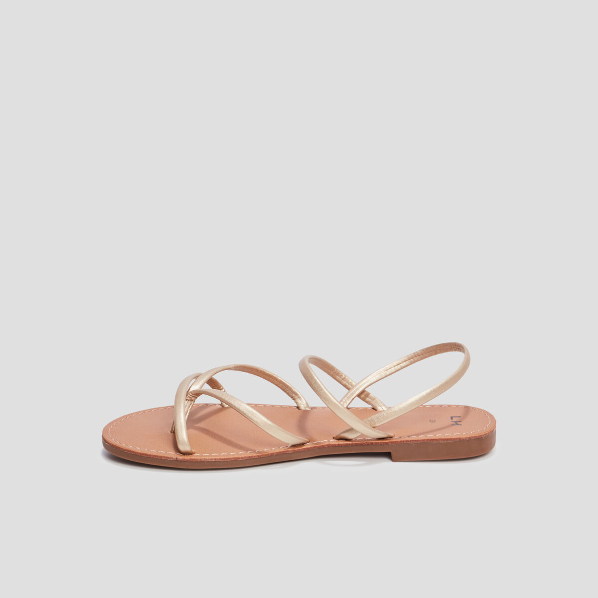 Sandales plates jaune or femme