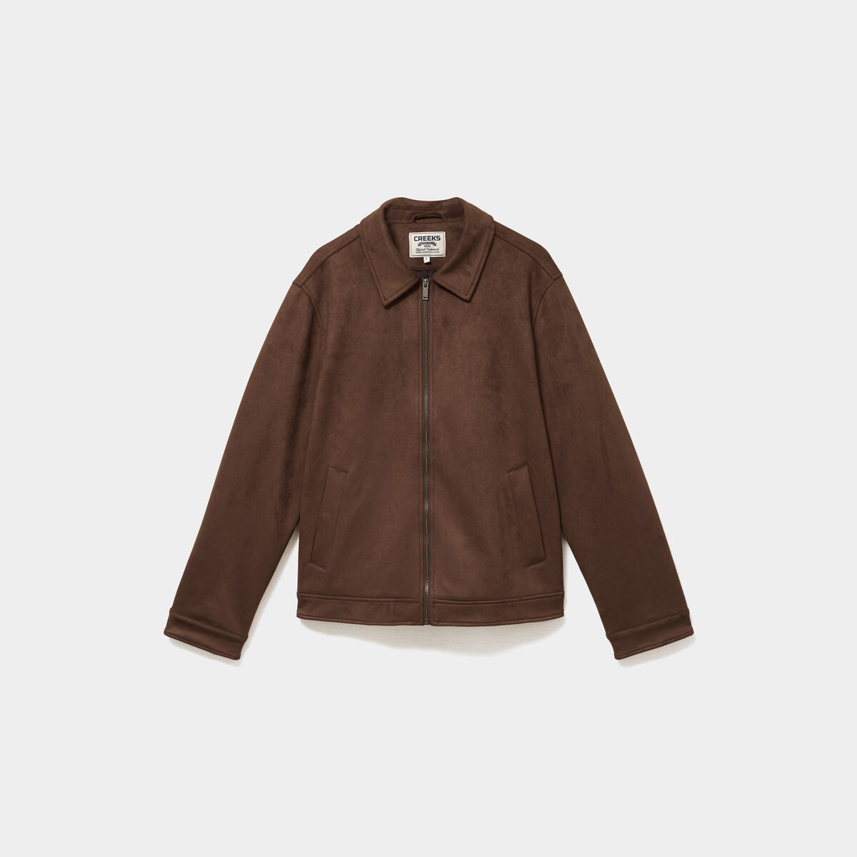 Veste droite zipp&eacute;e effet simili cuir camel homme