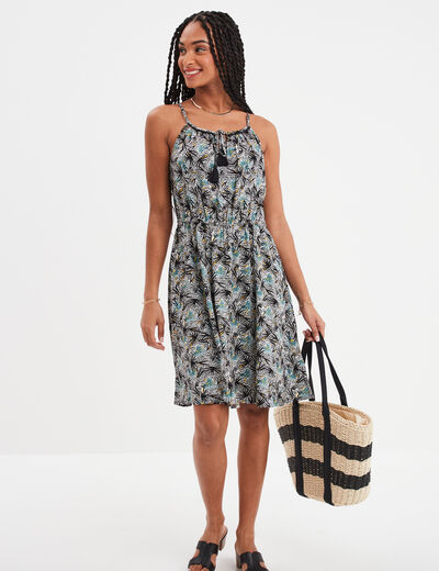 Robe droite à bretelles noir femme