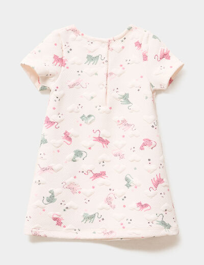Robe effet matelass&eacute; manches courtes creme b&eacute;b&eacute; fille