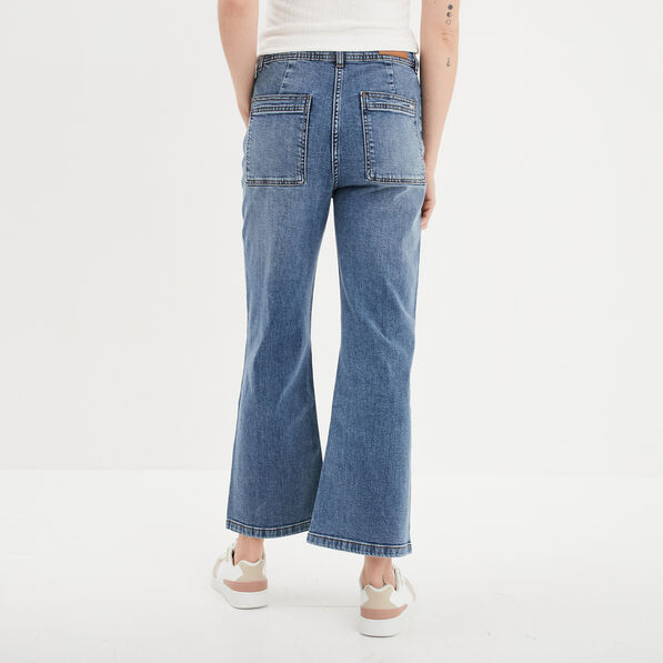 jeans wide leg 78eme taille haute denim stone femme Jeans wide leg 7/8ème taille haute denim stone femme