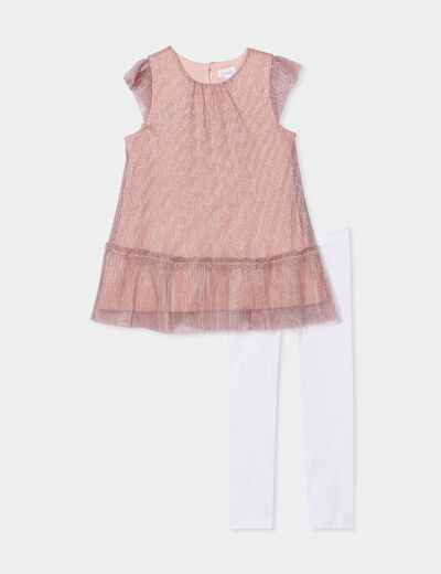 Ensemble de fêtes robe et collants rose clair bébé fille